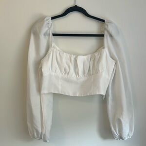 Princess Polly cropped white long sleeve top. Size 10. Worn twice.